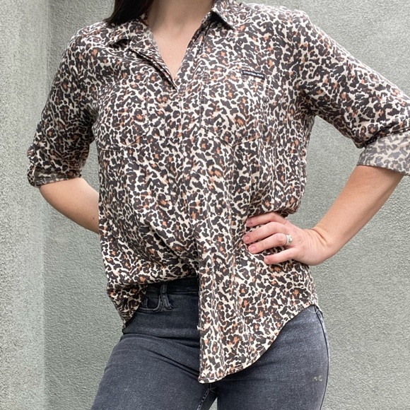 Calvin Klein Jeans Tops - Vintage Calvin Klein Leopard button up